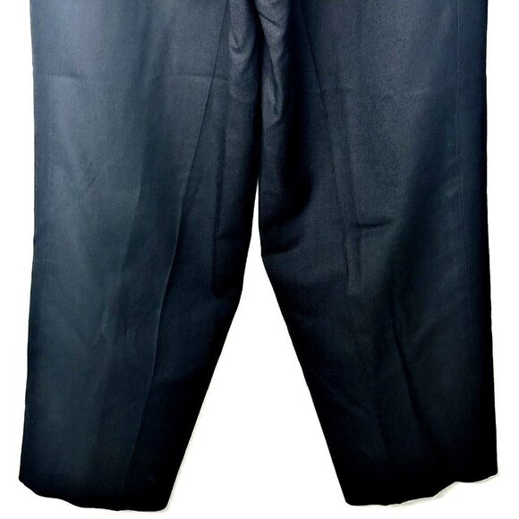 VTG X-L Hombre Wide Leg Wool Dress Pants Women L Black Pleated Zip Up Pockets - Picture 6 of 13